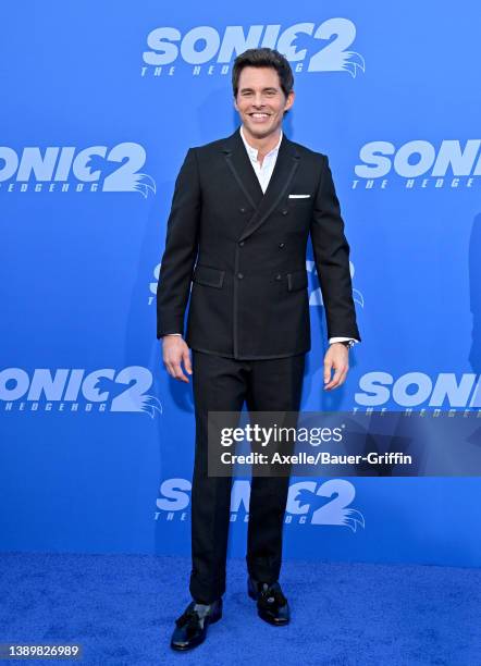 James Marsden attends the Los Angeles Premiere Screening of "Sonic The Hedgehog 2" at Regency Village Theatre on April 05, 2022 in Los Angeles,...