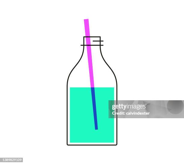 fruit juice bottle design editable strokes - milkshake isolated stock illustrations