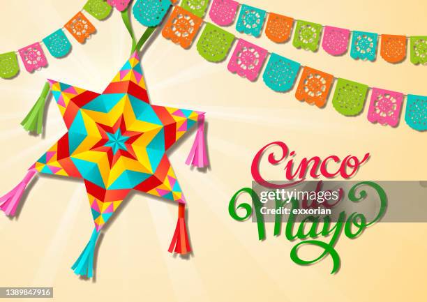 cinco de mayo star pinata - cinco de mayo stock illustrations