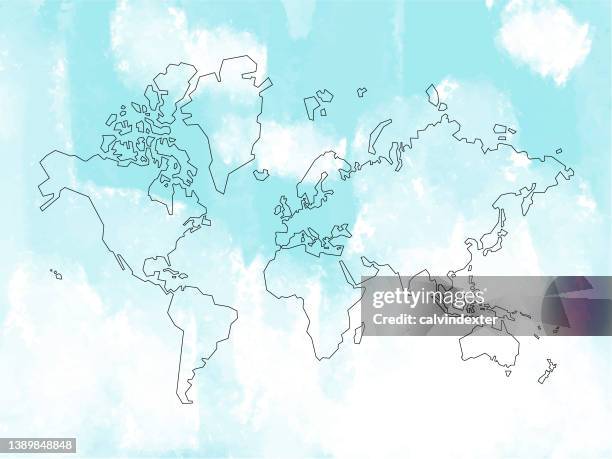 illustrazioni stock, clip art, cartoni animati e icone di tendenza di effetto texture mappa del mondo - planisfero antico