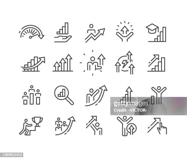 growth icons - classic line series - sales success stock illustrations