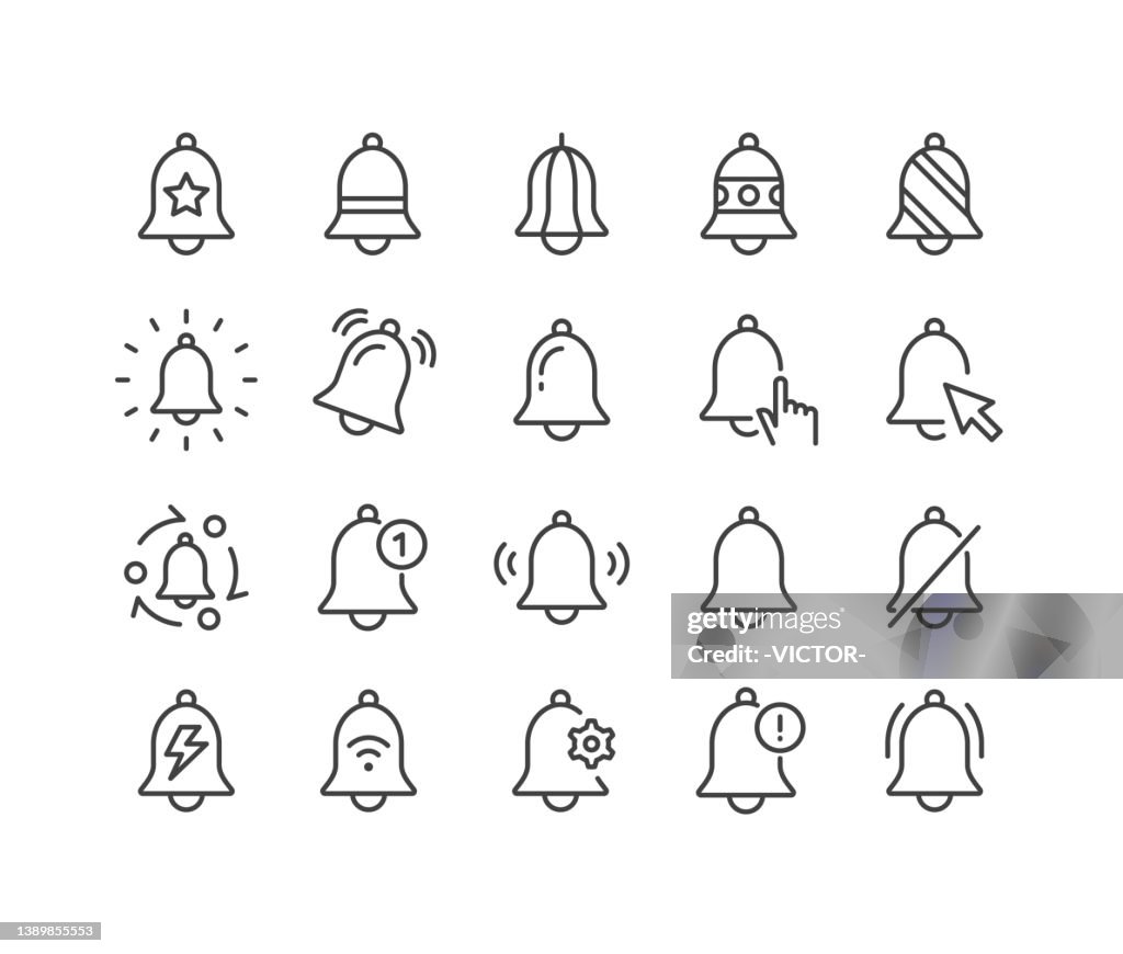 Notification and Bell Icons - Classic Line Series