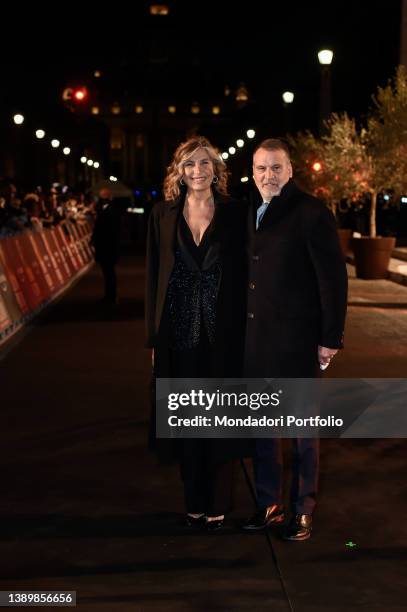 Italian television journalist Myrta Merlino and her former soccer coach partner Marco Tardelli on the red carpet at the premiere Pleased to meet you...