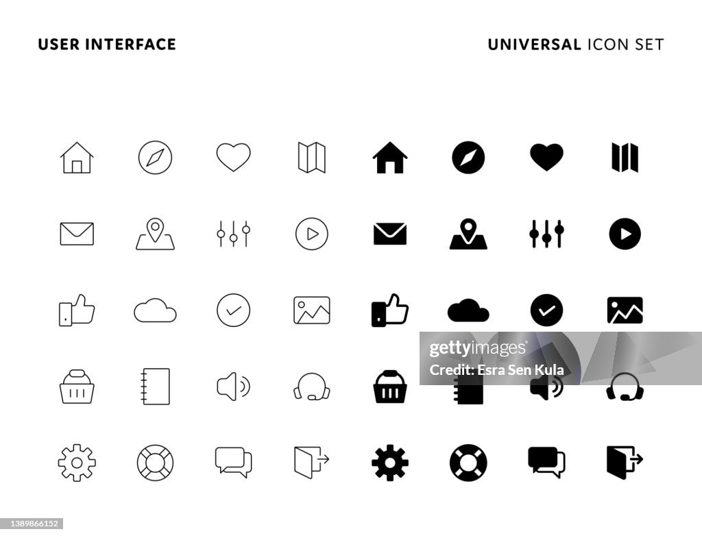 Interface utilisateur Jeu universel d’icônes plein et de ligne avec contour modifiable. Les icônes conviennent à la conception de pages Web, d’applications mobiles, d’interfaces utilisateur, d’expérience utilisateur et d’interface graphique.