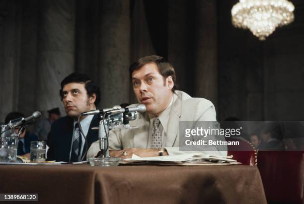 American former FBI agent Alfred C Baldwin III testifies before the United States Senate Watergate Committee hearing, held in the Russell Caucus Room...
