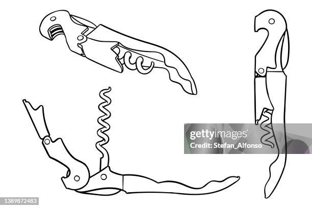 einfache vektorzeichnung eines korkenziehers - korkenzieher stock-grafiken, -clipart, -cartoons und -symbole