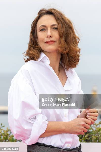 Natacha Lindinger attends the "Le Flambeau" photocall during the 5th Canneseries Festival on April 06, 2022 in Cannes, France.