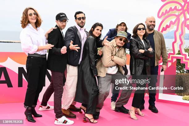 Natacha Lindinger, Sébastien Chassagne, Jonathan Cohen, Géraldine Nakache, Mister V, Thomas Scimeca, Laura Felpin and Jérôme Commandeur attend the...