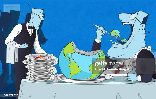 greedy - earth destruction stock illustrations