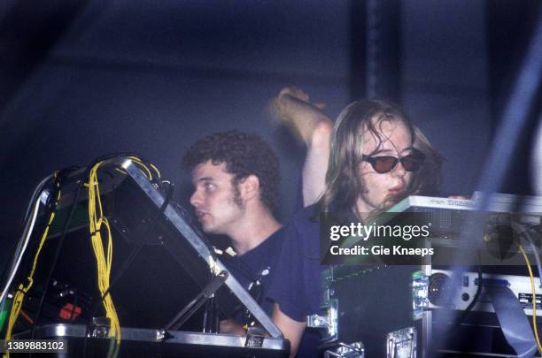 The Chemical Brothers, Tom Rowlands, Ed Simons, Pukkelpop Festival, Hasselt, Belgium, 26th August 1995.