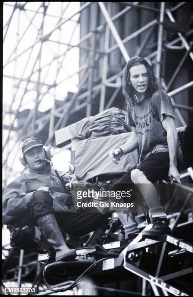 Pearl Jam, Eddie Vedder, Pinkpop Festival, Landgraaf, Netherlands, 8th June 1992.