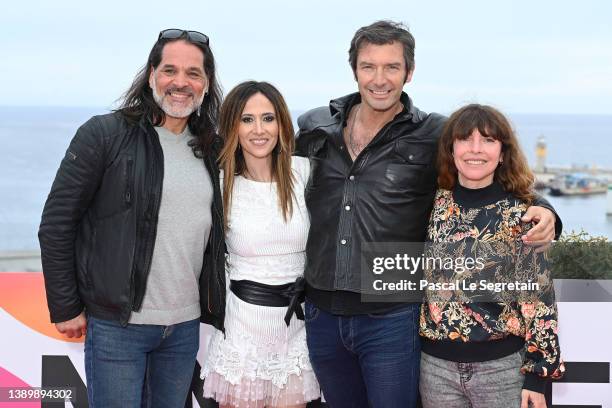 Eric Le Roux, Franck Sémonin, Fabienne Carat and Laura Fontaine attend the "Section De Recherches" photocall during the 5th Canneseries Festival on...