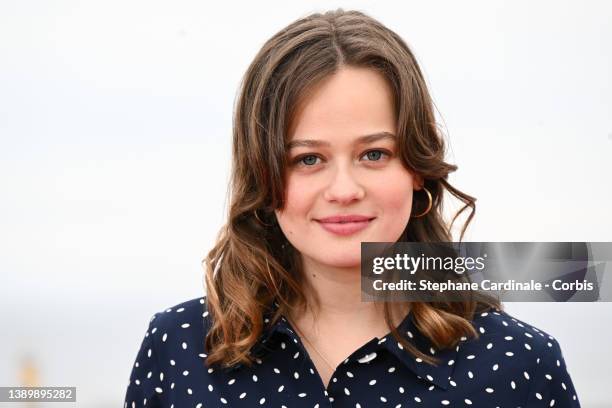 Lucie Fagedet attends the "SKAM - Konbini's Prize" photocall during the 5th Canneseries Festival on April 06, 2022 in Cannes, France.