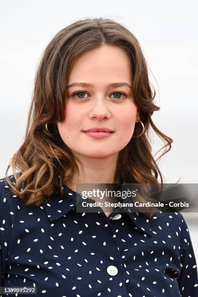 Lucie Fagedet attends the "SKAM - Konbini's Prize" photocall during the 5th Canneseries Festival on April 06, 2022 in Cannes, France.