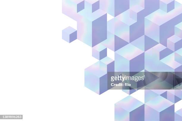 glass cube squares 3d modern background - blockchain isometric stock illustrations
