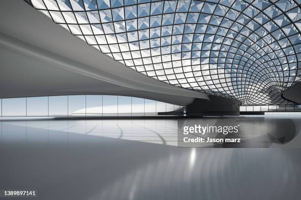 modern architecture with glass dome - construction circle stockfoto's en -beelden