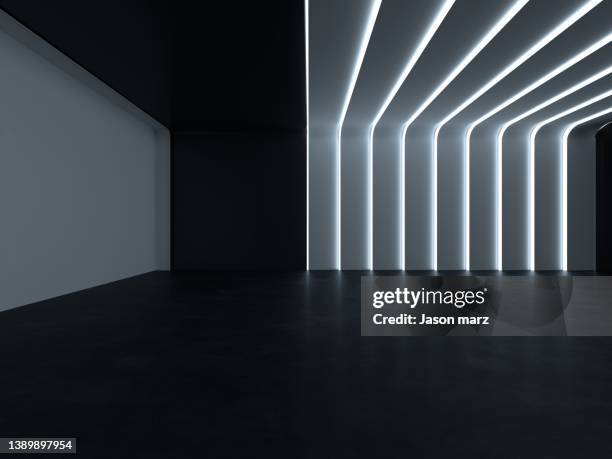 3d illustration abstract corridor with backgrounds - blank room stock-fotos und bilder