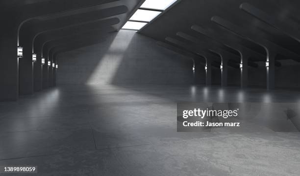 3d illustration abstract corridor with backgrounds - empty garage stock pictures, royalty-free photos & images