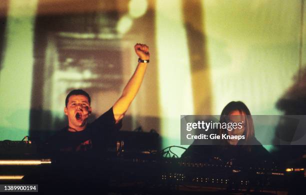 The Chemical Brothers, Tom Rowlands, Ed Simons, Rock Werchter Festival, Werchter, Belgium, 2nd July 1999.