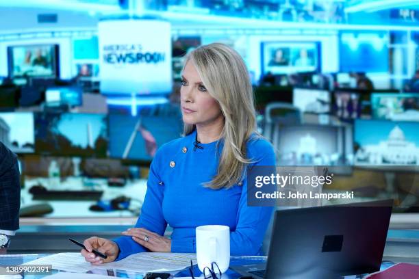 Dana Perino from the Fox Network interviews diplomat and politician, Nikki Haley visits "America's Newsroom" at Fox News Channel Studios on April 06,...