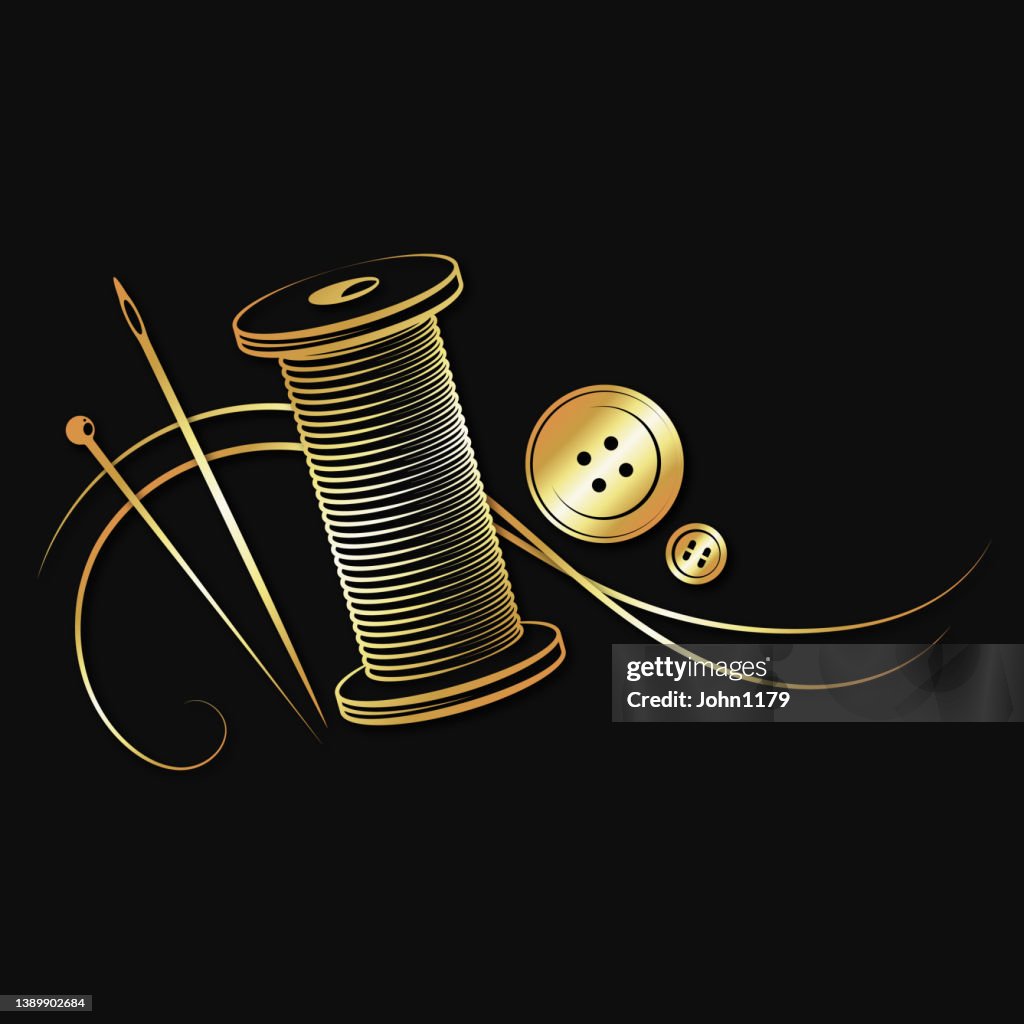 Symbol For Thread Sewing Needle And Spool Of Thread Gold Symbol High-Res Vector Graphic ...