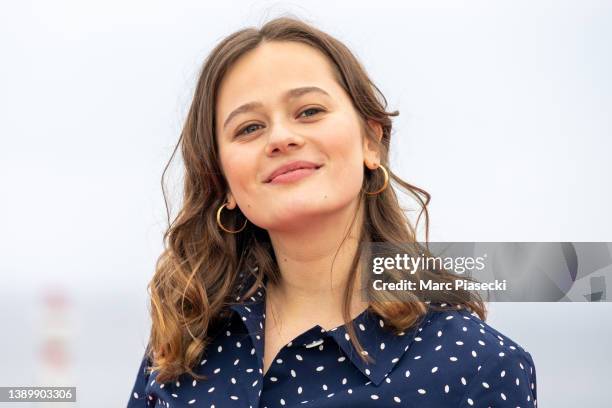 Lucie Fagedet attends the "SKAM - Konbini's Prize" photocall during the 5th Canneseries Festival on April 06, 2022 in Cannes, France.