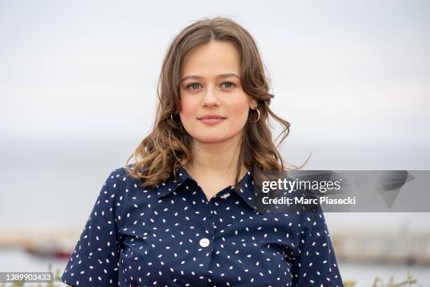 Lucie Fagedet attends the "SKAM - Konbini's Prize" photocall during the 5th Canneseries Festival on April 06, 2022 in Cannes, France.