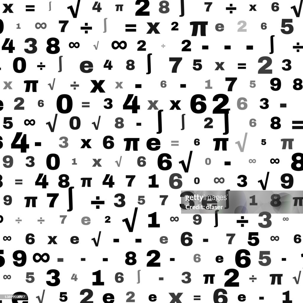 Bold Digit Math Bold Math Symbols And Digits Of Varying Size In Grid Pattern High-Res ...