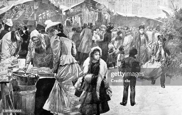 christmas market in vienna, hof - vienna christmas market stock illustrations