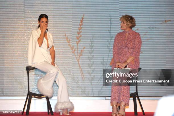 Tamara Gorro and Tania Llasera during the presentation of the book 'Cuando el corazon llora', on April 6 in Madrid, Spain.