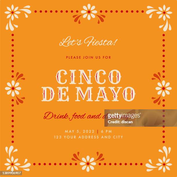 cinco de mayo party. party invitation with floral and decorative elements. - sugar skull stock illustrations