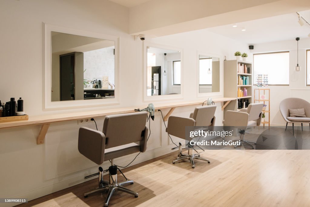 Modern hair salon with no people