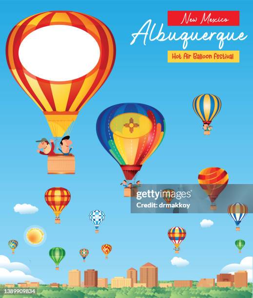 albuquerque, hot air balloon festival - albuquerque international balloon fiesta stock illustrations