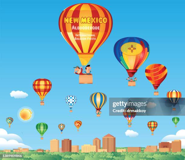 albuquerque, hot air balloon festival - albuquerque international balloon fiesta stock illustrations