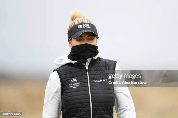Amy Boulden of Wales looks on during The Rose Ladies Series at West Lancashire Golf Club on April 05, 2022 in Liverpool, England.