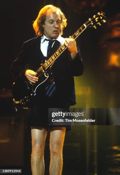 Angus Young of AC/DC performs at San Jose Arena on September 19, 2000 in San Jose, California.