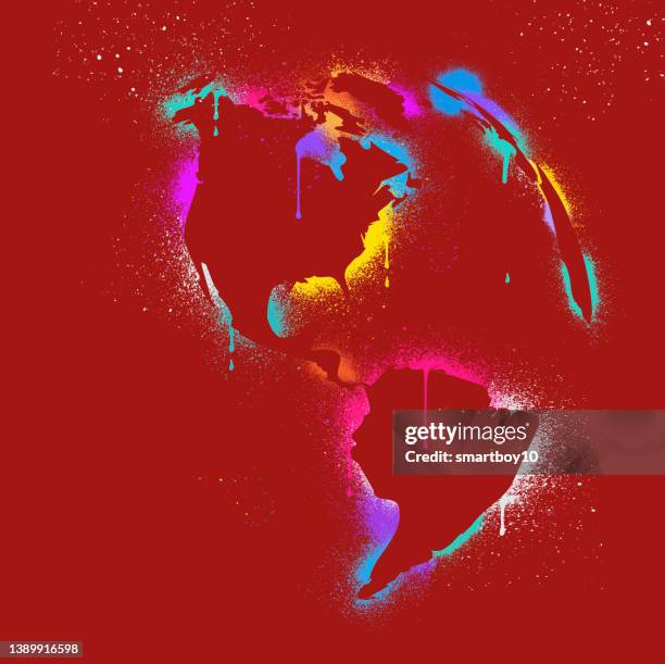 graffiti world map - fracking stock illustrations