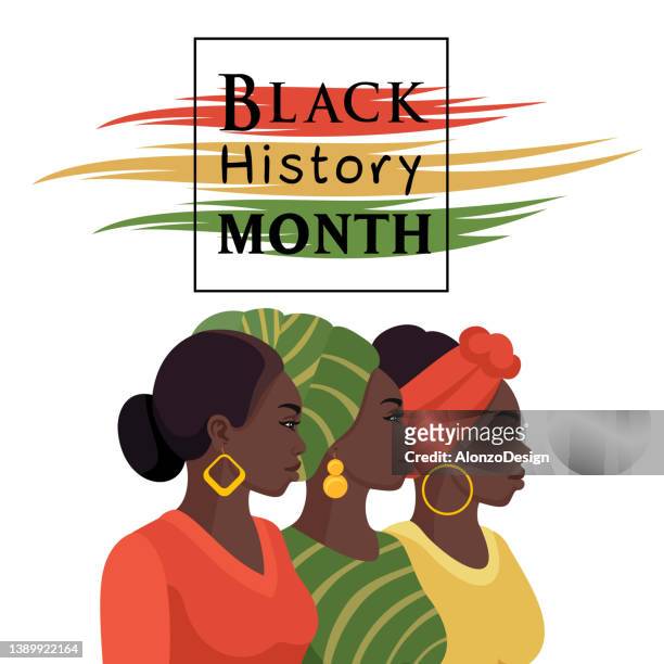 ilustraciones, imágenes clip art, dibujos animados e iconos de stock de mes de la historia negra. historia afroamericana. - mujer negra