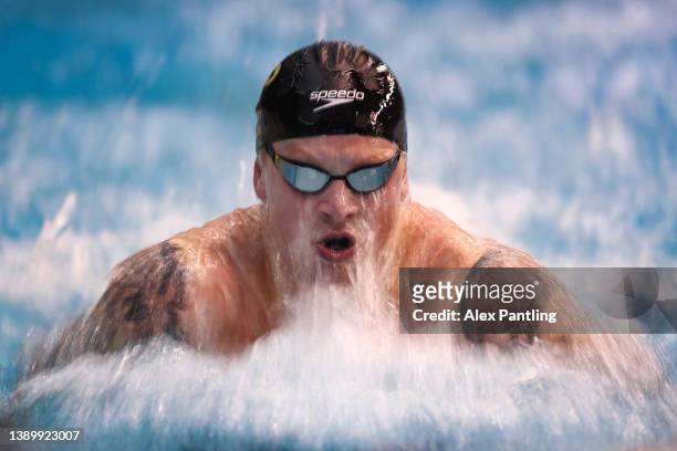 Adam Peaty of Team Loughborough NC competes in the Men's 50m breaststroke final during day two of the British Swimming Championships at Ponds Forge...