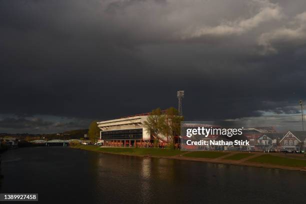 General view of The City Ground and River Trent ahead of the Sky Bet Championship match between Nottingham Forest and Coventry City at City Ground on...