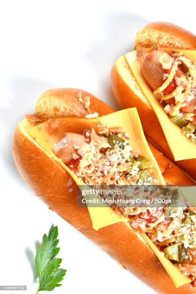 Hot Dog Unhealthy Eating,Close-up of food on white background