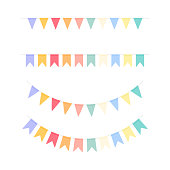 Color bunting set for party. Party garlands collection.