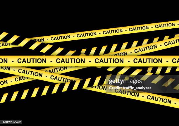 yellow tape - caution - crime scene stock illustrations