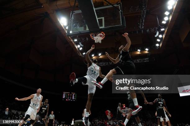 Mikael Hopkins of Unahotels Reggio Emilia in action during the FIBA Europe Cup Semi-final match between Unahotels Reggio Emilia and Bakken Bears at...