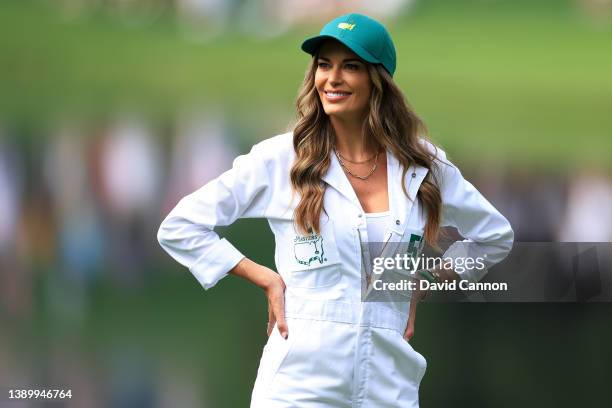 Fiancee of Brooks Koepka of the United States, Jena Sims during the Par Three Contest prior to the Masters at Augusta National Golf Club on April 06,...