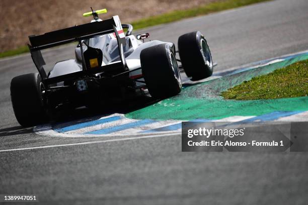 Gregoire Saucy of Switzerland and ART Grand Prix drives during day two of Formula 3 Testing at Circuito de Jerez on April 06, 2022 in Jerez de la...