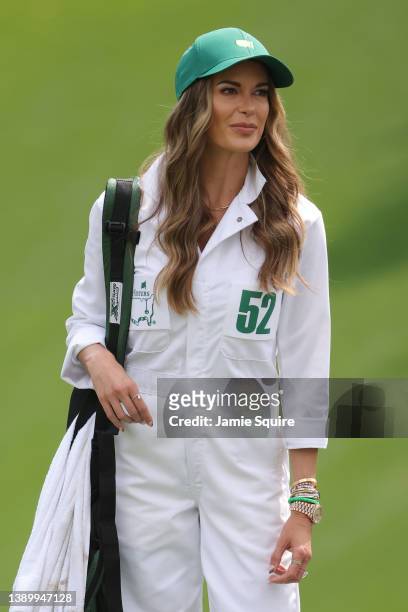 Fiancee of Brooks Koepka of the United States, Jena Sims during the Par Three Contest prior to the Masters at Augusta National Golf Club on April 06,...