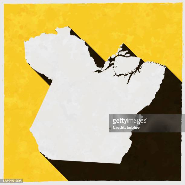 para map with long shadow on textured yellow background - para state 幅插畫檔、美工圖案、卡通及圖標