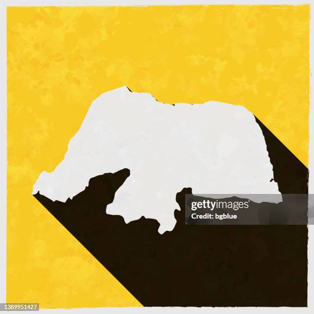 rio grande do norte map with long shadow on textured yellow background - fancy border frame stock illustrations