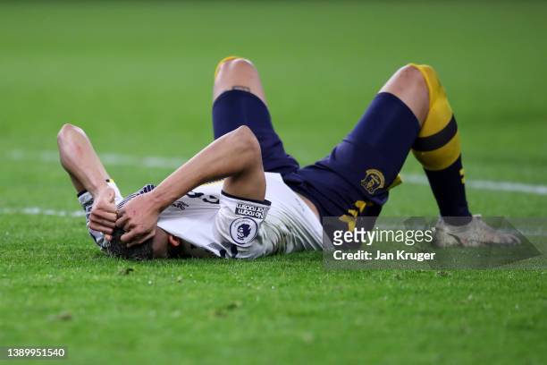 Richarlison of Everton looks dejected following their side's defeat in the Premier League match between Burnley and Everton at Turf Moor on April 06,...